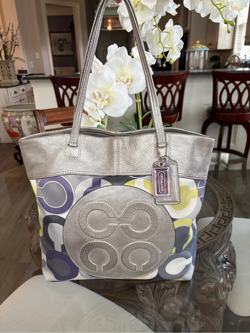 💜💚COACH JULIA OP ART SIGNATURE TOTE/SHOULDER BAG!💜💚